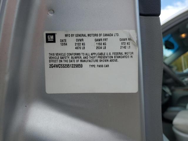 2G4WC532951229859 - 2005 BUICK LACROSSE CX Plata foto 12