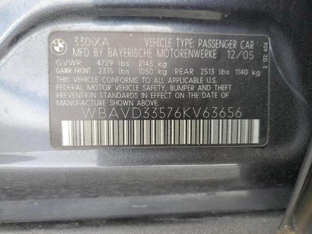 WBAVD33576KV63656 - 2006 BMW 330 XI CHARCOAL photo 12
