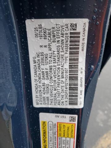 2HGFE4F82TH301807 - 2026 HONDA CIVIC SPORT 蓝色 照片 12