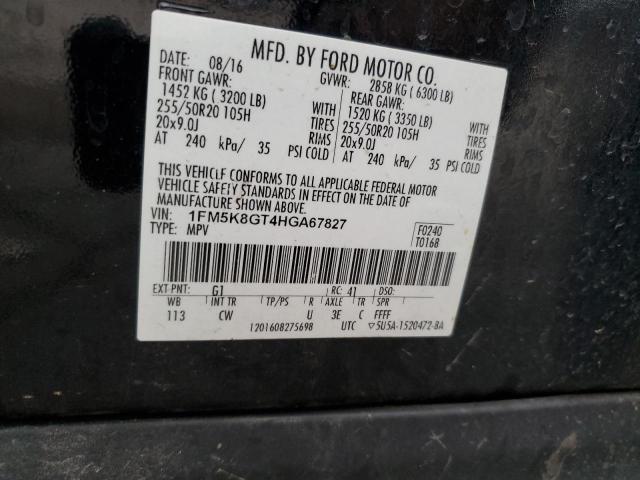 1FM5K8GT4HGA67827 - 2017 FORD EXPLORER SPORT Negro foto 13