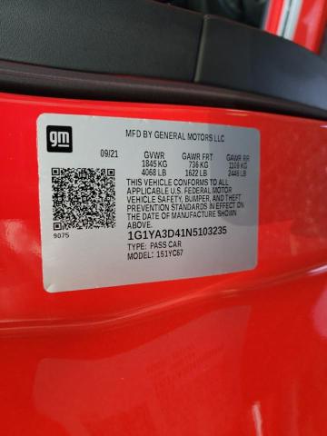 1G1YA3D41N5103235 - 2022 CHEVROLET CORVETTE STINGRAY 1LT RED photo 13