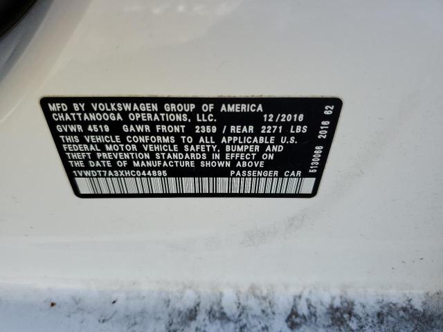 1VWDT7A3XHC044895 - 2017 VOLKSWAGEN PASSAT R-LINE თეთრი ფოტო 12