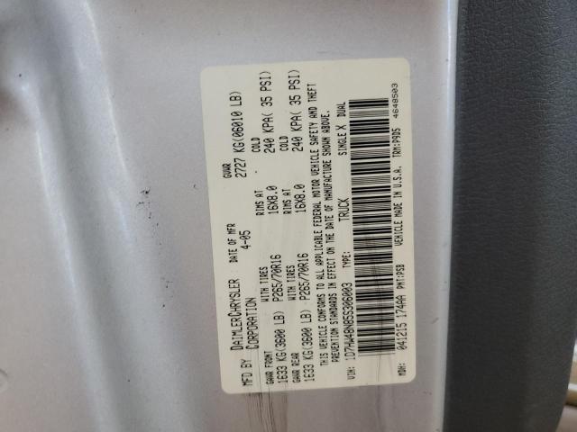 1D7HW48N85S306003 - 2005 DODGE DAKOTA QUAD SLT Gümüş foto 12