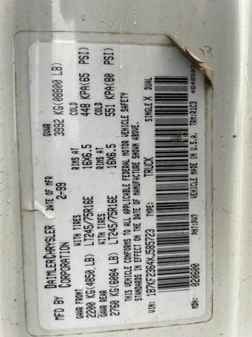 1B7KF2364XJ585723 - 1999 DODGE RAM 2500 白色 照片 10