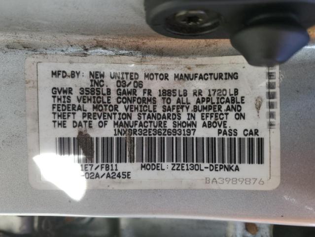 1NXBR32E36Z693197 - 2006 TOYOTA COROLLA CE Gümüş foto 12