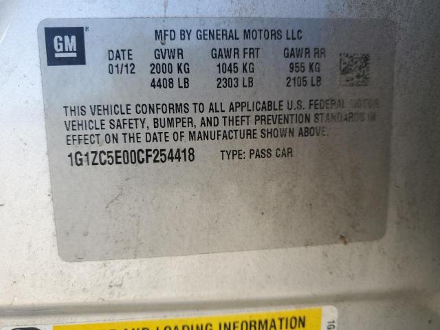 1G1ZC5E00CF254418 - 2012 CHEVROLET MALIBU 1LT SILVER photo 12