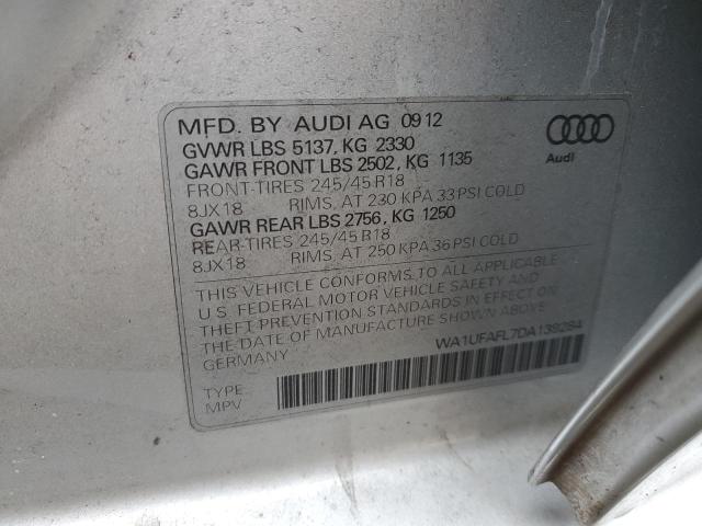WA1UFAFL7DA139284 - 2013 AUDI A4 ALLROAD PREMIUM PLUS SILVER photo 12