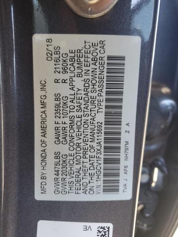 1HGCV1F3XJA115692 - 2018 HONDA ACCORD SPORT 灰色 照片 12