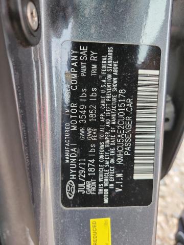 KMHCU5AE2CU015178 - 2012 HYUNDAI ACCENT GLS ნაცრისფერი ფოტო 13