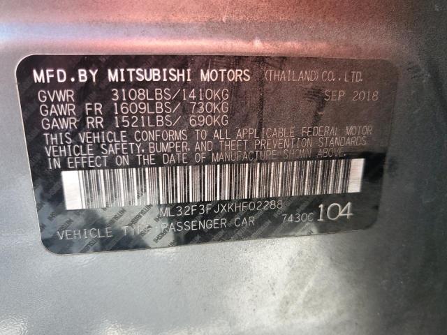 ML32F3FJXKHF02288 - 2019 MITSUBISHI MIRAGE G4 ES 银色 照片 12