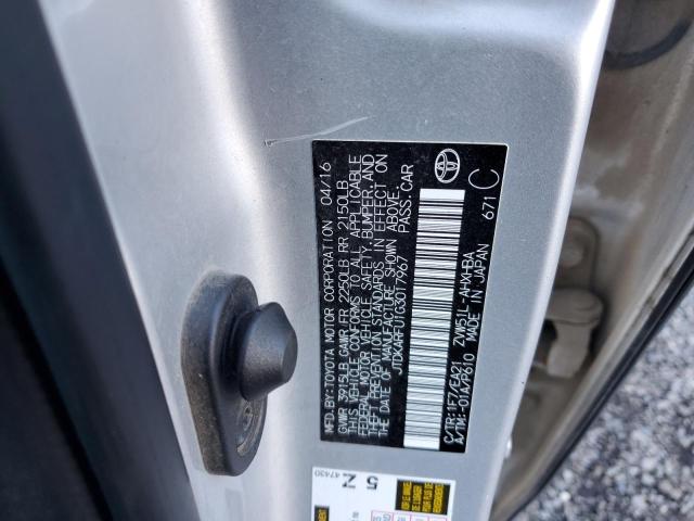 JTDKARFU1G3017967 - 2016 TOYOTA PRIUS SILVER photo 13