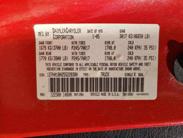 1D7HA18N25S228380 - 2005 DODGE RAM 1500 ST RED photo 12