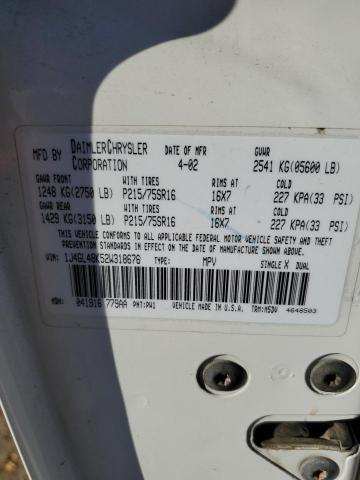 1J4GL48K52W318676 - 2002 JEEP LIBERTY SPORT WHITE photo 13