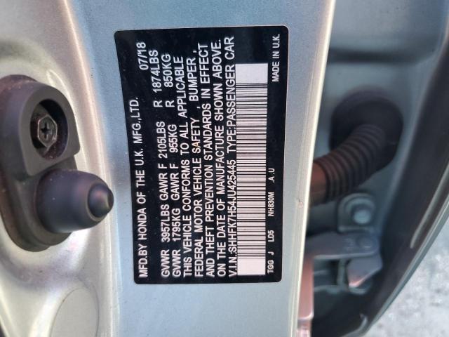 SHHFK7H54JU425445 - 2018 HONDA CIVIC EX 银色 照片 12
