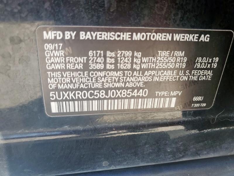 5UXKR0C58J0X85440 - 2018 BMW X5 XDRIVE35I BLACK photo 13