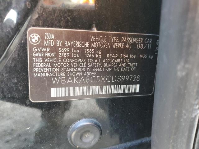 WBAKA8C5XCDS99728 - 2012 BMW 750 I შავი ფოტო 12