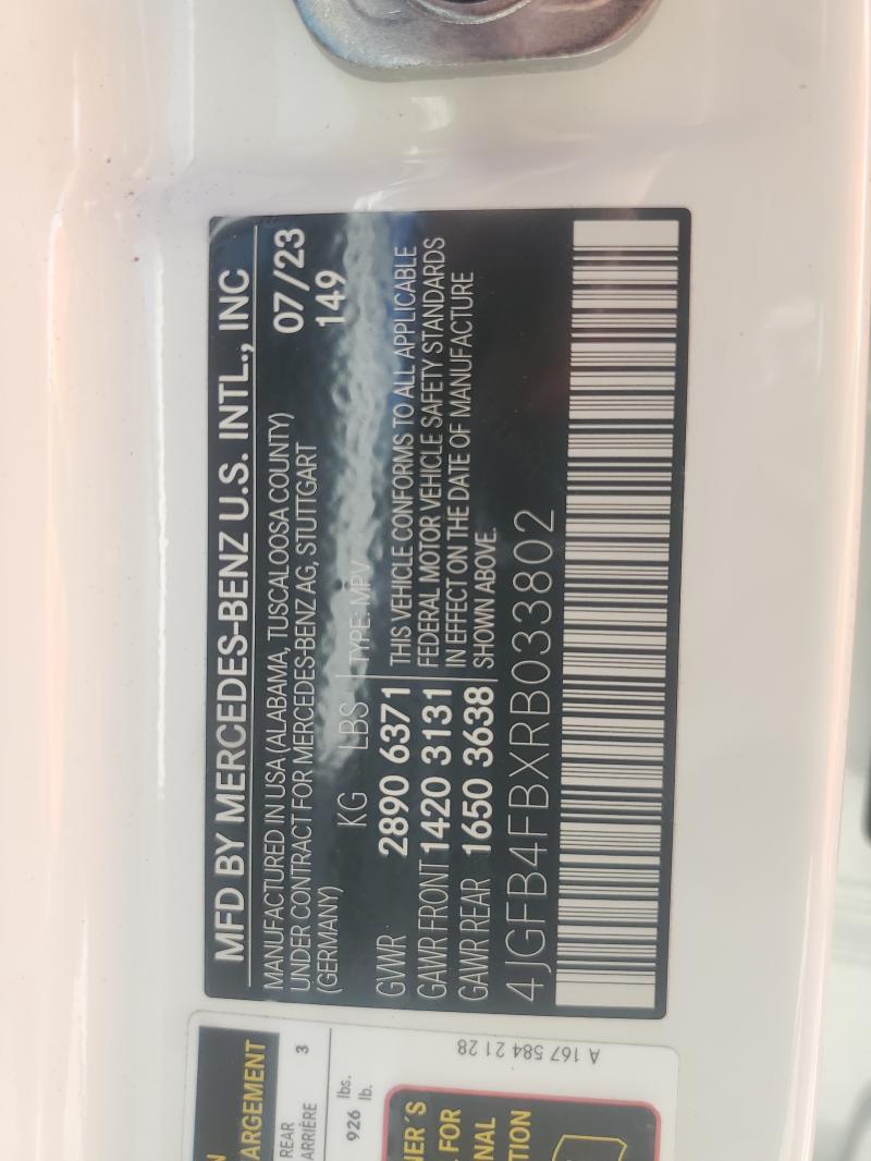 4JGFB4FBXRB033802 - 2024 MERCEDES-BENZ GLE 350 4MATIC WHITE photo 13