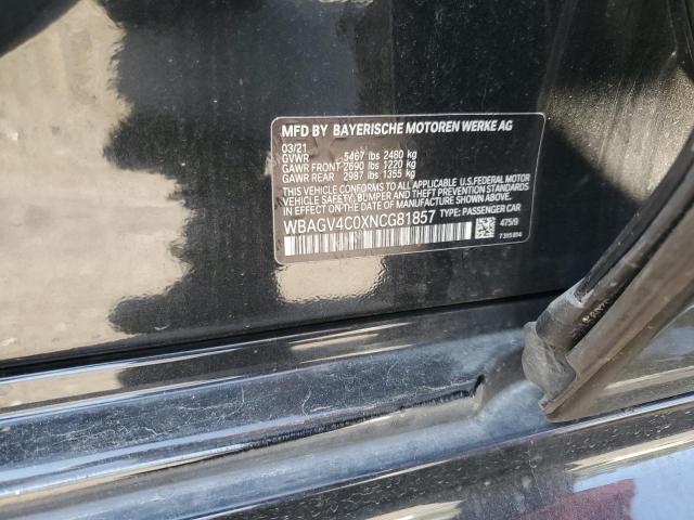 WBAGV4C0XNCG81857 - 2022 BMW 840XI BLACK photo 12