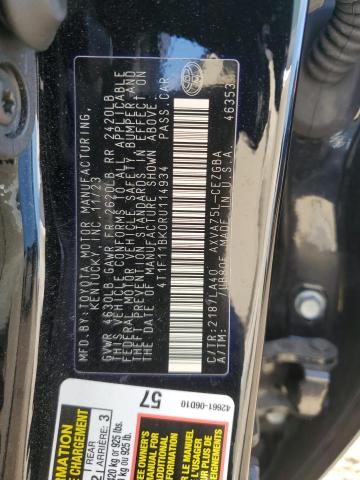 4T1F11BK0RU114934 - 2024 TOYOTA CAMRY XLE BLACK photo 12