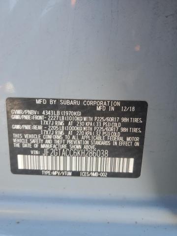 JF2GTACC6KH286038 - 2019 SUBARU CROSSTREK PREMIUM GRAY photo 12