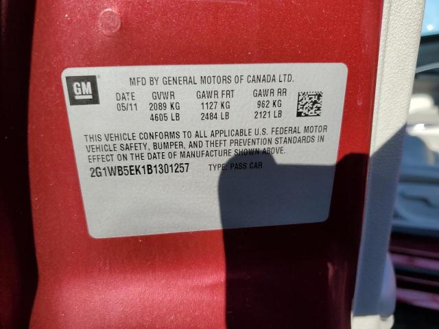 2G1WB5EK1B1301257 - 2011 CHEVROLET IMPALA LT RED photo 12