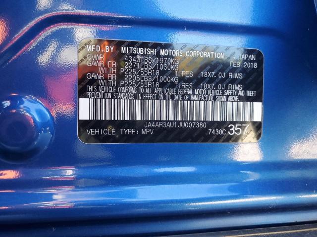 JA4AR3AU1JU007380 - 2018 MITSUBISHI OUTLANDER ES BLUE photo 13