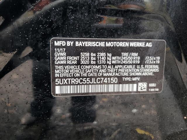 5UXTR9C55JLC74150 - 2018 BMW X3 XDRIVE30I BLACK photo 13