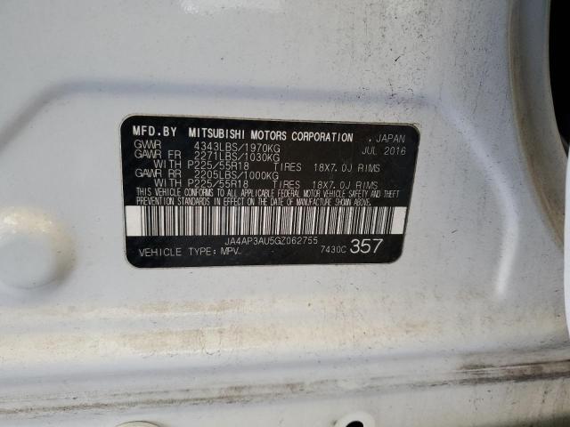JA4AP3AU5GZ062755 - 2016 MITSUBISHI OUTLANDER ES WHITE photo 14