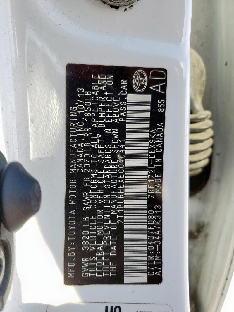 2T1BURHEXEC040441 - 2014 TOYOTA COROLLA L Ağ foto 12