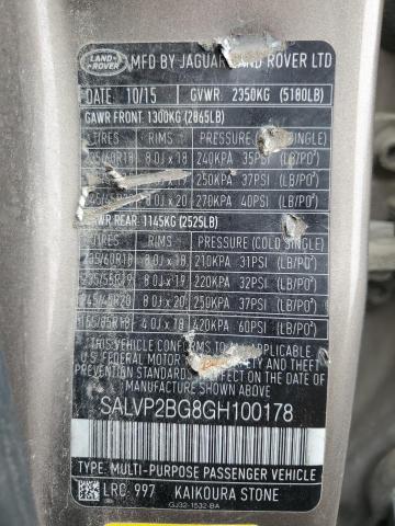 SALVP2BG8GH100178 - 2016 LAND ROVER RANGE ROVER EVOQUE SE BROWN photo 13