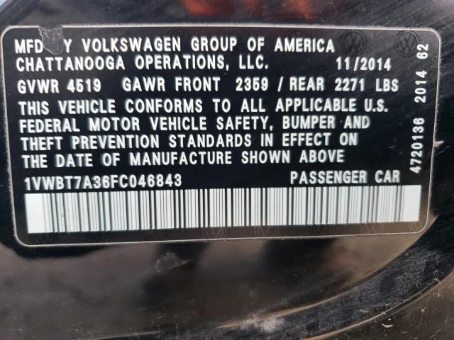 1VWBT7A36FC046843 - 2015 VOLKSWAGEN PASSAT SE BLACK photo 12