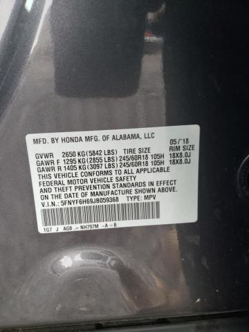 5FNYF6H69JB059368 - 2018 HONDA PILOT EXL Boz foto 13