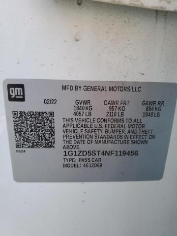 1G1ZD5ST4NF119456 - 2022 CHEVROLET MALIBU LT WHITE photo 12