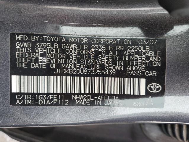 JTDKB20U873255439 - 2007 TOYOTA PRIUS Gümüş foto 12