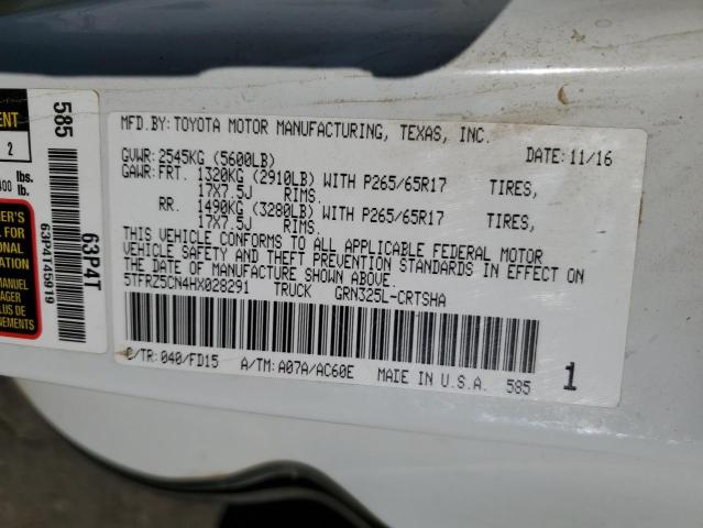 5TFRZ5CN4HX028291 - 2017 TOYOTA TACOMA ACCESS CAB Білий фото 13