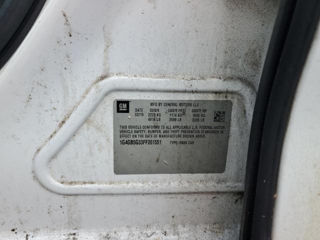 1G4GB5G33FF261551 - 2015 BUICK LACROSSE 白色 照片 12