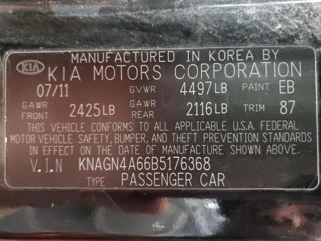 KNAGN4A66B5176368 - 2011 KIA OPTIMA EX CHARCOAL photo 12