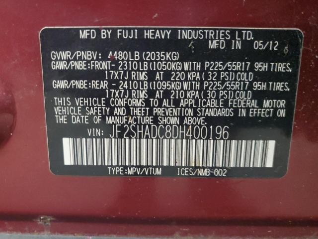 JF2SHADC8DH400196 - 2013 SUBA FORESTER 2.5X PREMIUM Czerwony zdjęcie 13