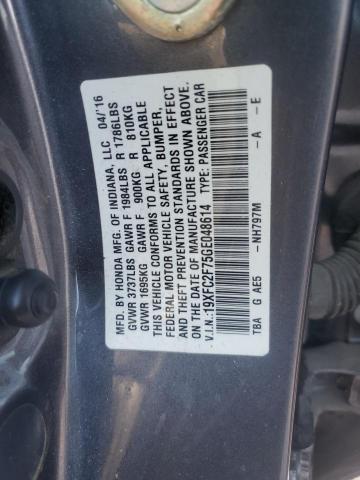 19XFC2F75GE048614 - 2016 HONDA CIVIC EX GRAY photo 12