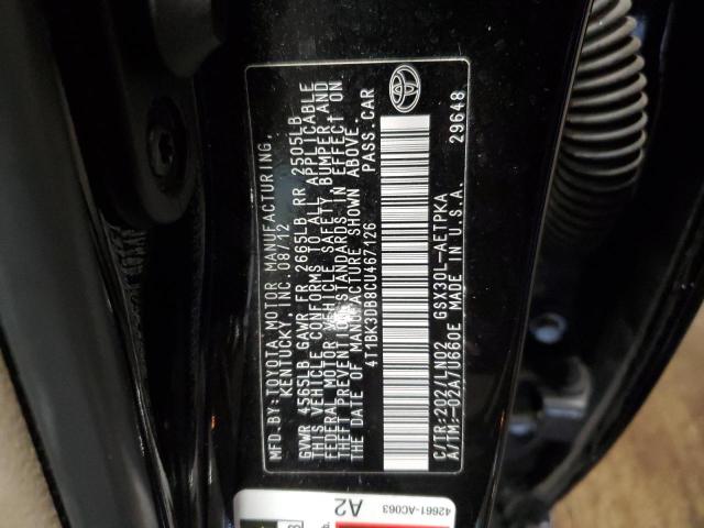 4T1BK3DB8CU467126 - 2012 TOYOTA AVALON BASE Черный фото 12