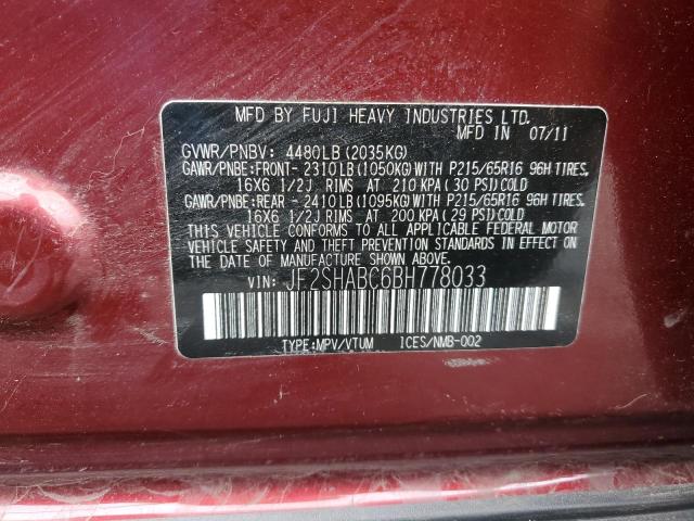 JF2SHABC6BH778033 - 2011 SUBARU FORESTER 2.5X RED photo 14