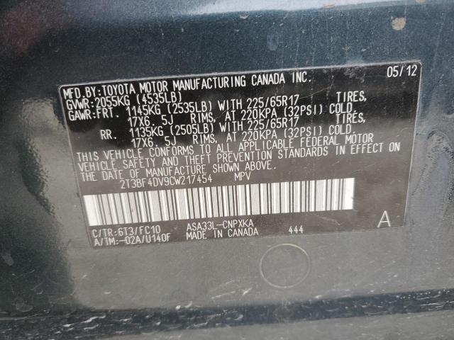 2T3BF4DV9CW217454 - 2012 TOYOTA RAV4 BLUE photo 13