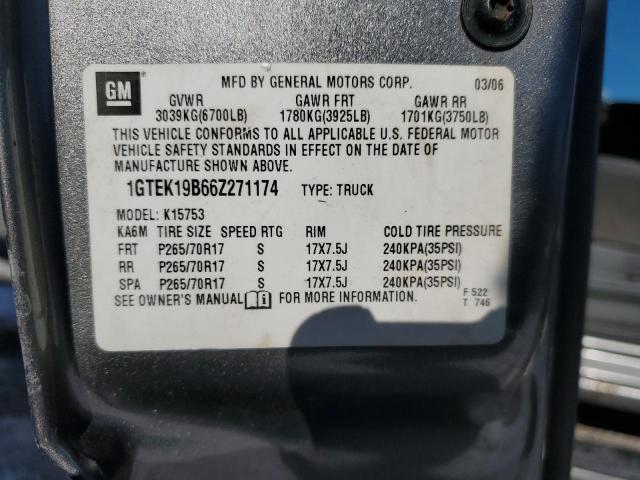 1GTEK19B66Z271174 - 2006 GMC NEW SIERRA K1500 GRAY photo 12