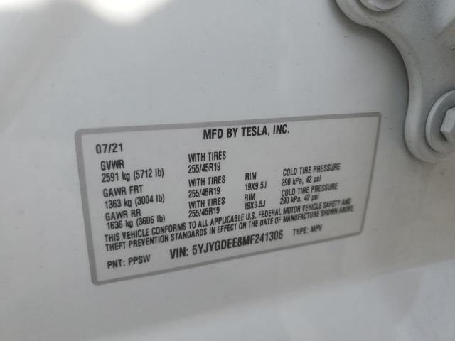 5YJYGDEE8MF241306 - 2021 TESLA MODEL Y WHITE photo 13