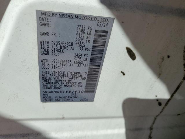 5N1AR2MN3EC682630 - 2014 NISSAN PATHFINDER S WHITE photo 13
