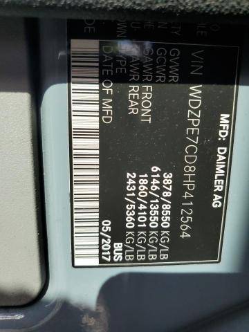 WDZPE7CD8HP412564 - 2017 MERCEDES-BENZ SPRINTER 2500 GRAY photo 13