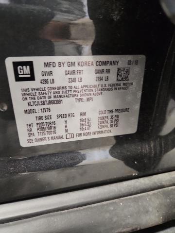 KL7CJLSB7JB683991 - 2018 CHEVROLET TRAX 1LT ნაცრისფერი ფოტო 13