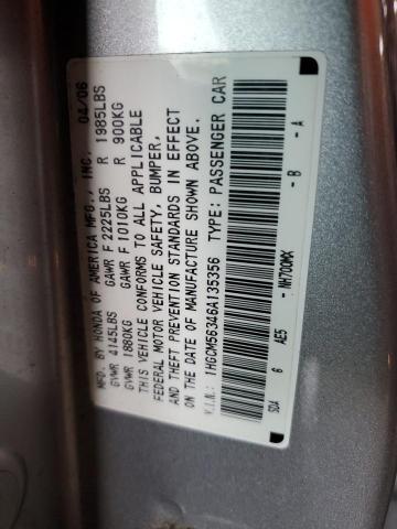 1HGCM56346A135356 - 2006 HONDA ACCORD SE SILVER photo 12