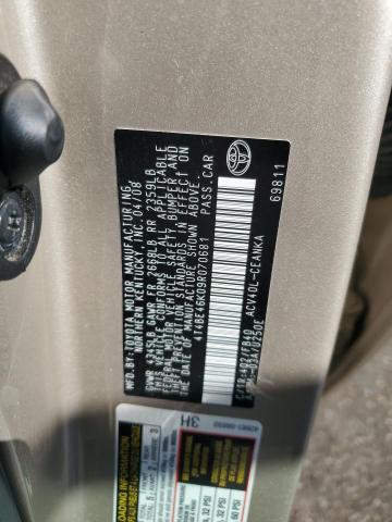 4T4BE46K09R070681 - 2009 TOYOTA CAMRY BASE GOLD photo 12
