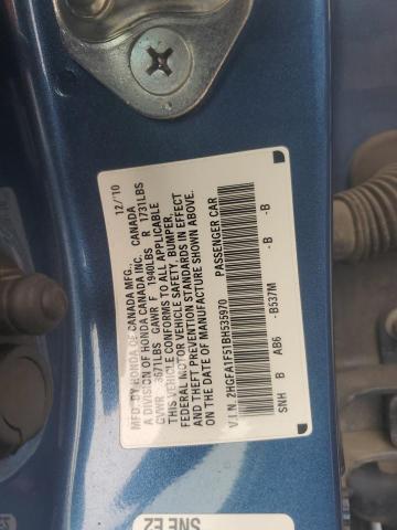 2HGFA1F51BH535970 - 2011 HONDA CIVIC LX BLUE photo 12
